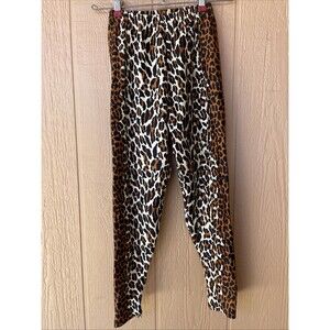 Bal Togs Leopard Print Slippery Leggings Size Small Made In USA Aerobics Dance